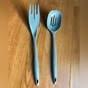 Vintage Ware Slotted Spoon And Fork Kitchen Utensils Blue